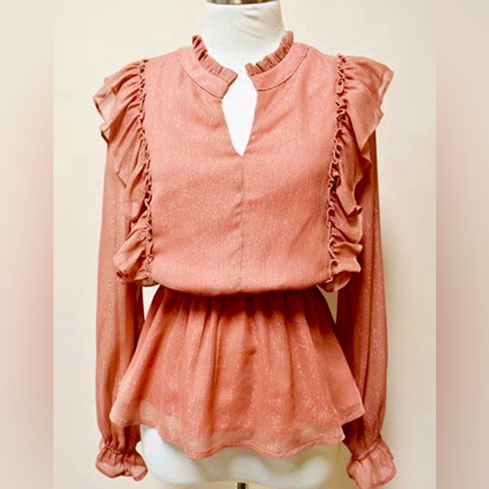 Savanna Jane Mauve Ruffle Peplum Top